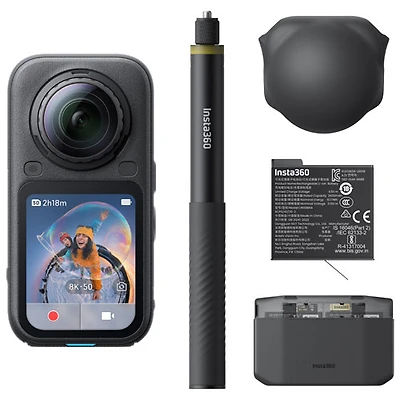 Insta360 X6 Waterproof 8K 360° Sports Camera Essential Bundle - Midnight Black