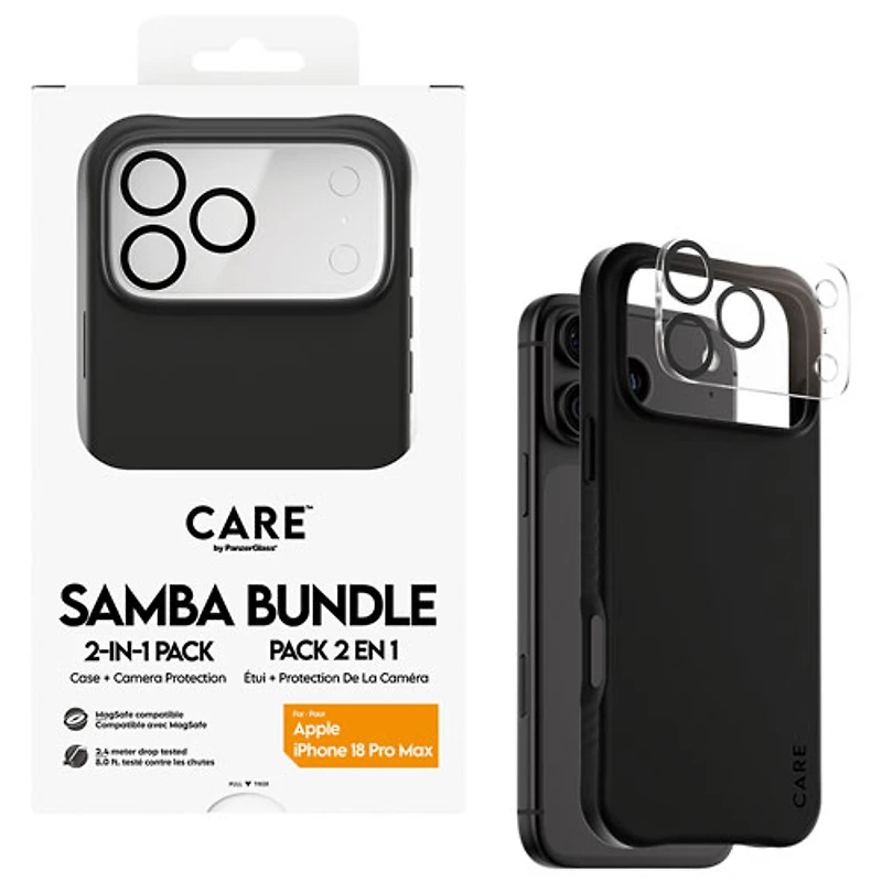 PanzerGlass Care Samba Bundle for iPhone 18 Pro Max - Black