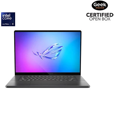 Boîte ouverte - Portable de jeu ASUS Zephyrus G16 16 po 240 Hz - Core Ultra 9 285H, LPDDR5X 32 Go, SSD 512 Go, RTX 5060, Windows 11 - Gris Eclipse