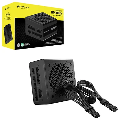 Bloc d’alimentation ATX modulaire Corsair RM1000e de 1 000 W avec câble ThermalProtect 12V-2x6 - Noir