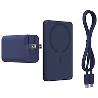 Mophie 5000 mAh 15W Magnetic Wireless Power Bank & 42W Wall Charger with 1m (3ft.) USB-C Cable - Deep Blue