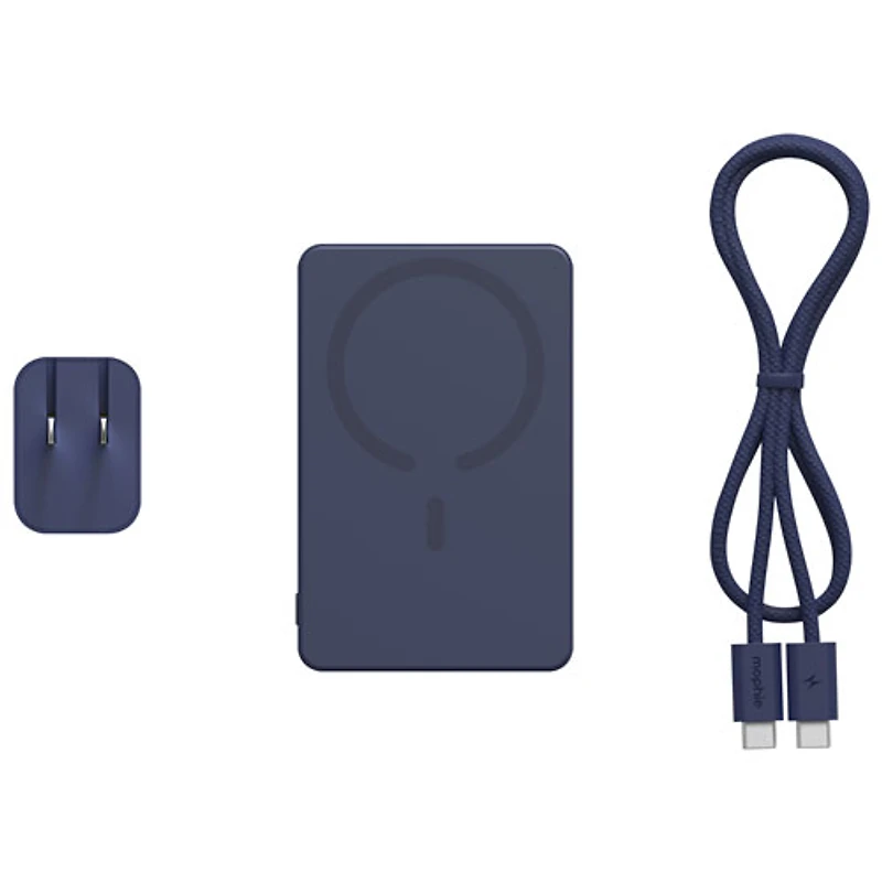 Mophie 5000 mAh 15W Magnetic Wireless Power Bank & 42W Wall Charger with 1m (3ft.) USB-C Cable - Deep Blue