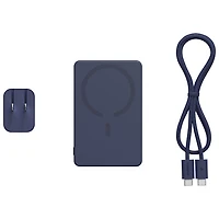 Mophie 5000 mAh 15W Magnetic Wireless Power Bank & 42W Wall Charger with 1m (3ft.) USB-C Cable - Deep Blue