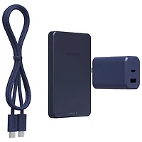 Mophie 5000 mAh 15W Magnetic Wireless Power Bank & 42W Wall Charger with 1m (3ft.) USB-C Cable - Deep Blue