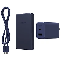 Mophie 5000 mAh 15W Magnetic Wireless Power Bank & 42W Wall Charger with 1m (3ft.) USB-C Cable - Deep Blue