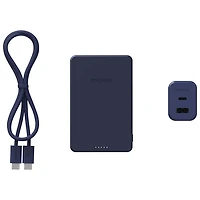 Mophie 5000 mAh 15W Magnetic Wireless Power Bank & 42W Wall Charger with 1m (3ft.) USB-C Cable - Deep Blue