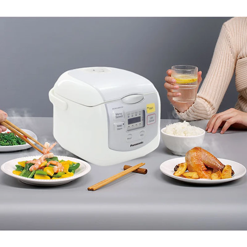 Cuiseur à riz multifonction Panasonic (SRZC075W) - 4 tasses - Blanc / Argent