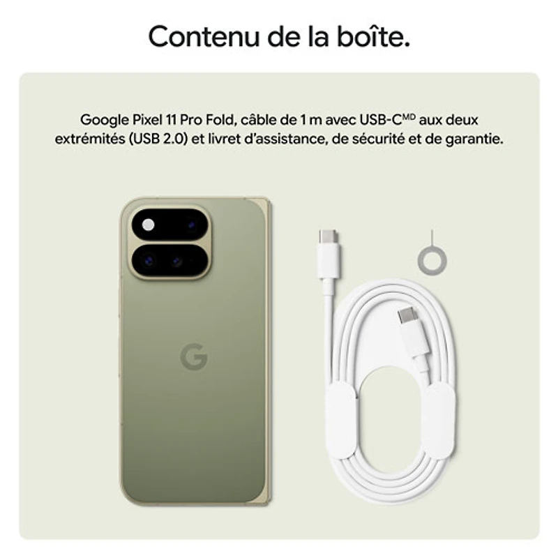 Rogers Google Pixel 11 Pro Fold 512GB - Olive - Monthly Financing