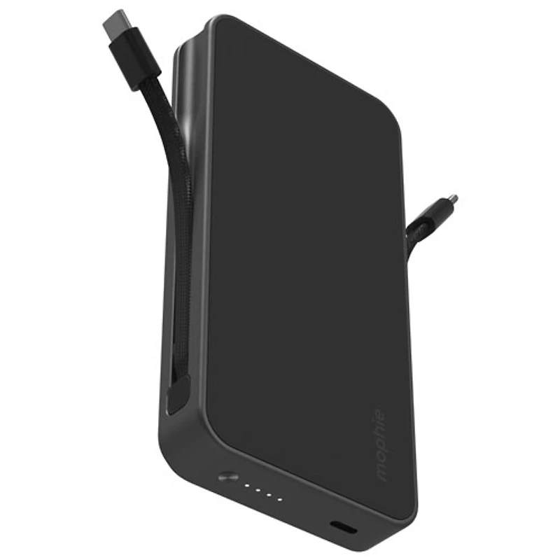 Mophie Powerstation Plus UItra 10000 mAh 30W USB-C Power Bank with 2 Built-In USB-C Cables - Black