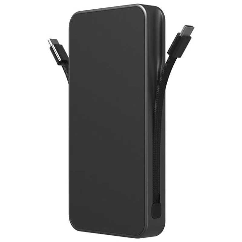Mophie Powerstation Plus UItra 10000 mAh 30W USB-C Power Bank with 2 Built-In USB-C Cables - Black