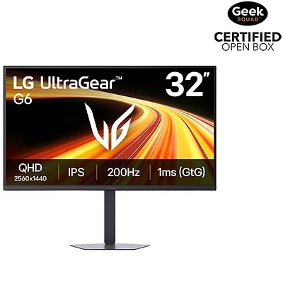 Boîte ouverte - Moniteur de jeu LG UltraGear G6 DEL IPS QHD 1440p de 32 po (32G620B) - G-Sync/FreeSync Premium - 1 ms GTG - 200 Hz
