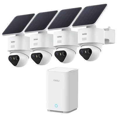 Aosu SolarCam T2 Ultra Wire-Free Outdoor 4K PTZ Security Camera - 4 Pack - White