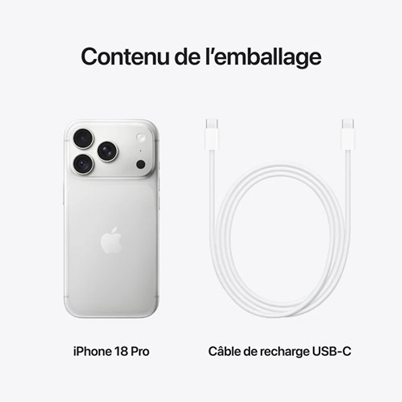 Fido Apple iPhone 18 Pro 1TB - Silver - Monthly Financing
