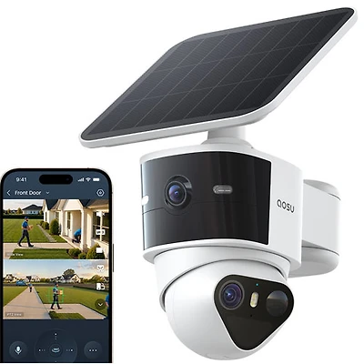 Aosu SolarCam T2 Pro Wire-Free Outdoor Security Camera with Colour Night Vision - White