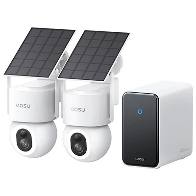 Aosu SolarCam D1 Max Wire-Free Outdoor Security Camera System with Hub, Cameras and Colour Night Vision