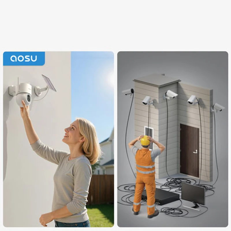 Aosu SolarCam D1 Max Wire-Free Outdoor Security Camera System with Hub, Cameras and Colour Night Vision
