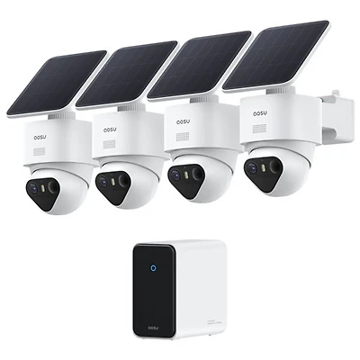 Aosu SolarCam T2 Ultra Wire-Free Outdoor Security Camera System with Hub, Cameras and Colour Night Vision