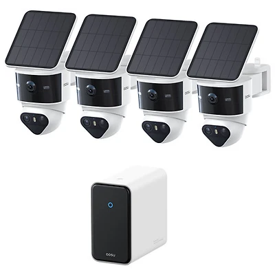 Aosu SolarCam T2 Pro Wire-Free Outdoor Security Camera System with Hub, Cameras and Colour Night Vision
