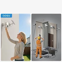 Système de 4 caméras de sécurité extérieures sans fil Aosu SolarCam D1 Max avec concentrateur et vision nocturne en couleurs - Blanc