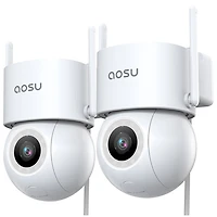 AOSU C5E Wired Outdoor Security Camera with Colour Night Vision and 360° Viewing - 2 Pack - White