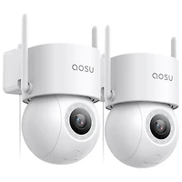 AOSU C5E Wired Outdoor Security Camera with Colour Night Vision and 360° Viewing - 2 Pack - White