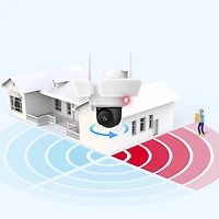 Aosu Wired Outdoor Smart Floodlight Security Camera with 360° Pan & Tilt and Colour Night Vision