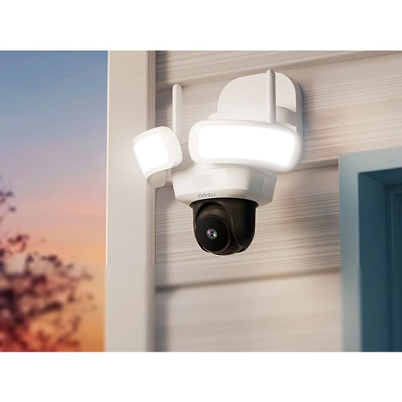 Aosu Wired Outdoor Smart Floodlight Security Camera with 360° Pan & Tilt and Colour Night Vision