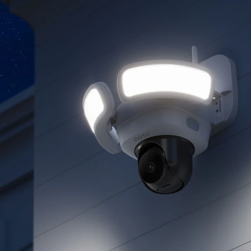 Aosu Wired Outdoor Smart Floodlight Security Camera with 360° Pan & Tilt and Colour Night Vision