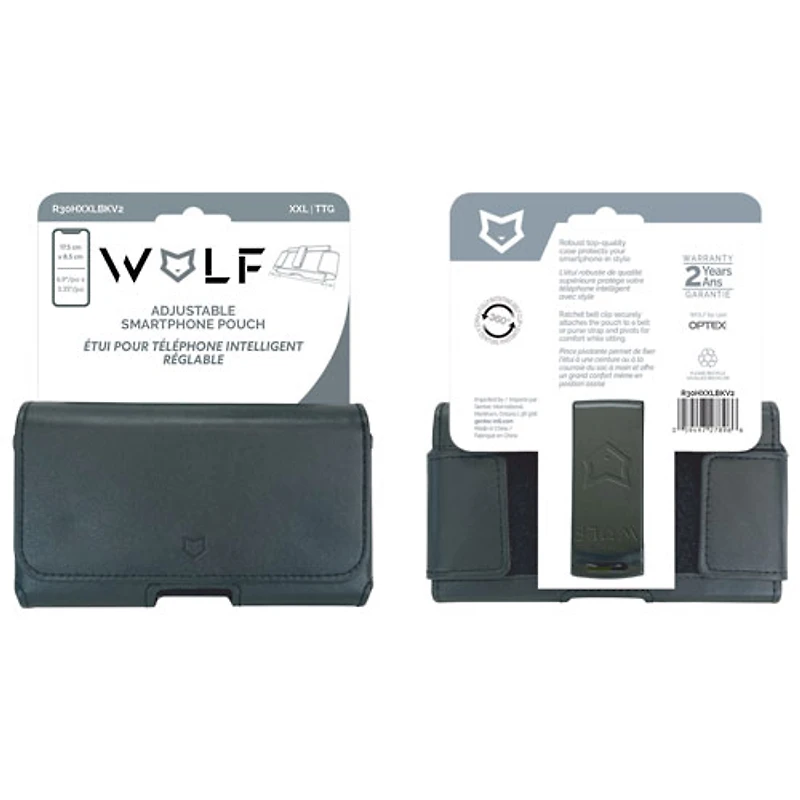 Wolf XXL Universal Adjustable Horizontal Leather Holster - Black