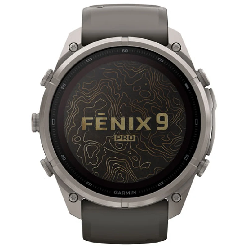 Montre intelligente multisports GPS Garmin fēnix 9 Pro Solar de 51 mm - Argent / Gris galet / Gris argenté