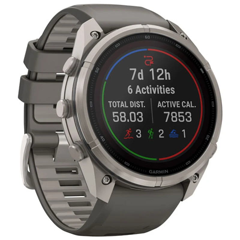 Montre intelligente multisports GPS Garmin fēnix 9 Pro Solar de 51 mm - Argent / Gris galet / Gris argenté