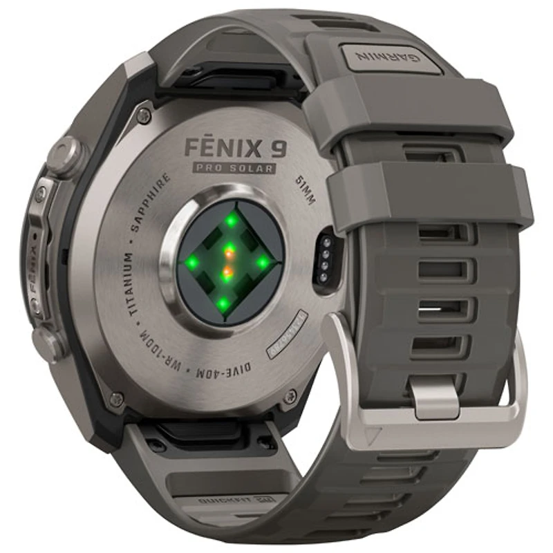 Montre intelligente multisports GPS Garmin fēnix 9 Pro Solar de 51 mm - Argent / Gris galet / Gris argenté
