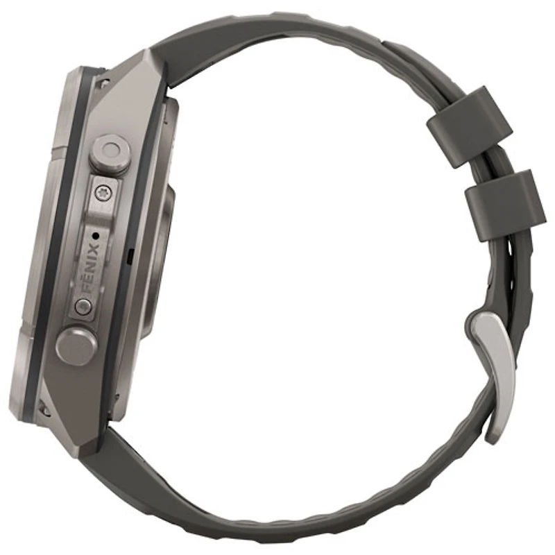 Montre intelligente multisports GPS Garmin fēnix 9 Pro Solar de 51 mm - Argent / Gris galet / Gris argenté