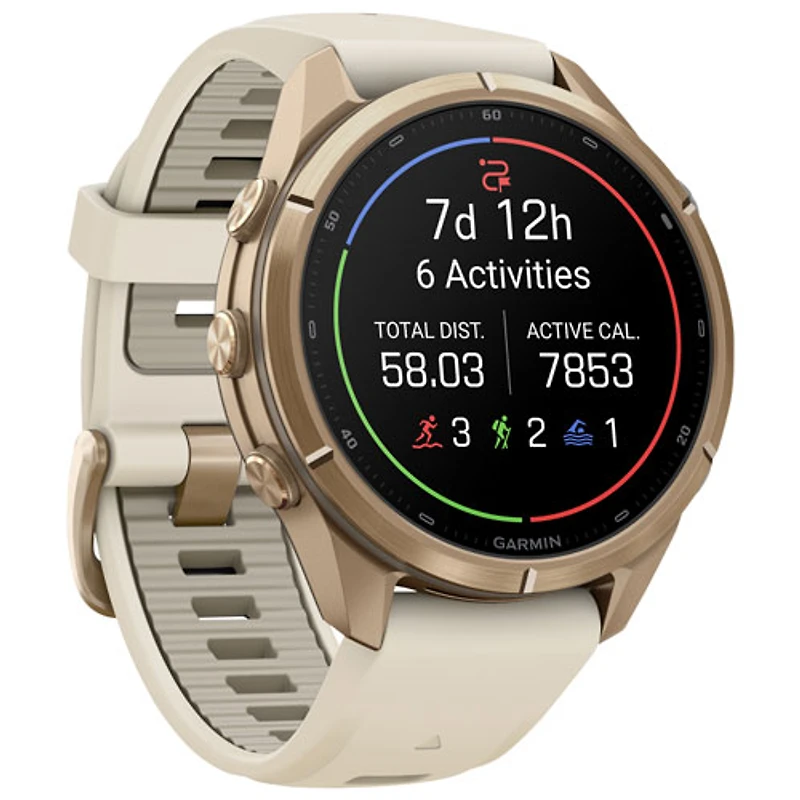 Garmin fēnix 9 Pro 43mm Sapphire AMOLED GPS Multisport Smartwatch - Gold / Cream / French Grey