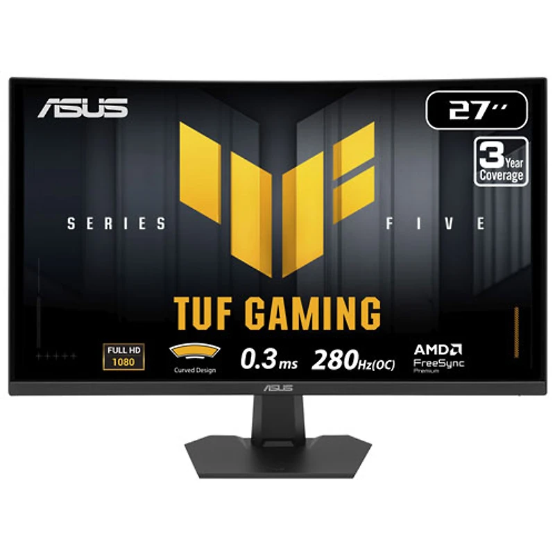 Moniteur de jeu incurvé ASUS TUF à DEL VA FHD 280 Hz, 1 ms GtG et FreeSync de 27 po (VG27VQM5F) - Noir