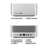 Ordinateur Apple Mac Studio 1 To (MHL74VC/A), processeur Apple M5 Ultra à 30 cœurs / processeur graphique à 64 cœurs / 96 Go de mémoire vive