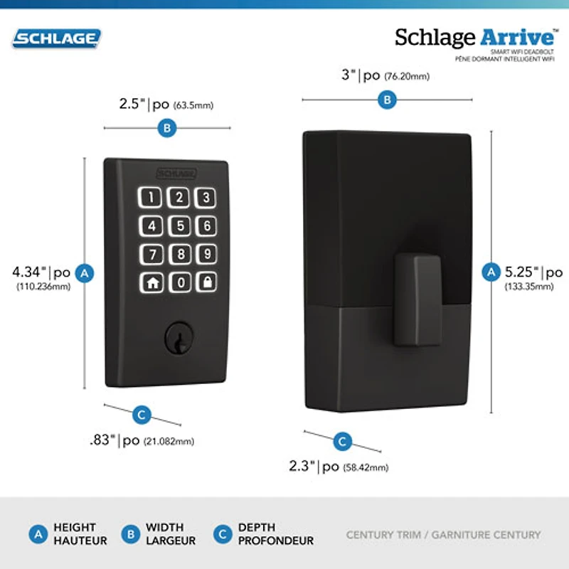 Schlage Arrive Smart WiFi Deadbolt Smart Lock Combo - Matte Black