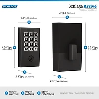 Schlage Arrive Smart WiFi Deadbolt Smart Lock Combo - Matte Black