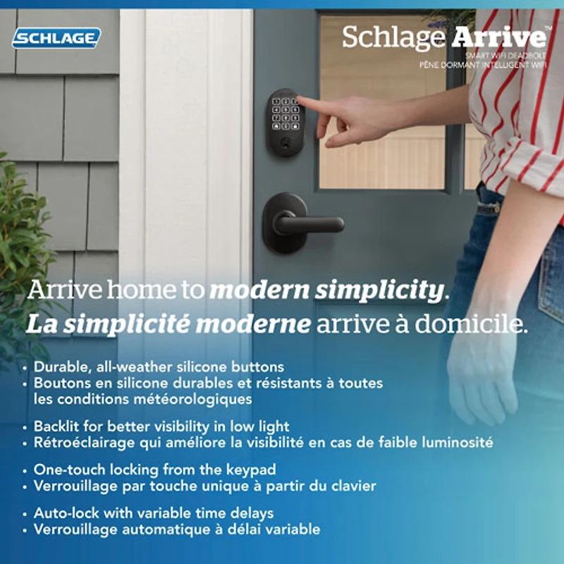 Schlage Arrive Smart WiFi Deadbolt Smart Lock Combo - Matte Black