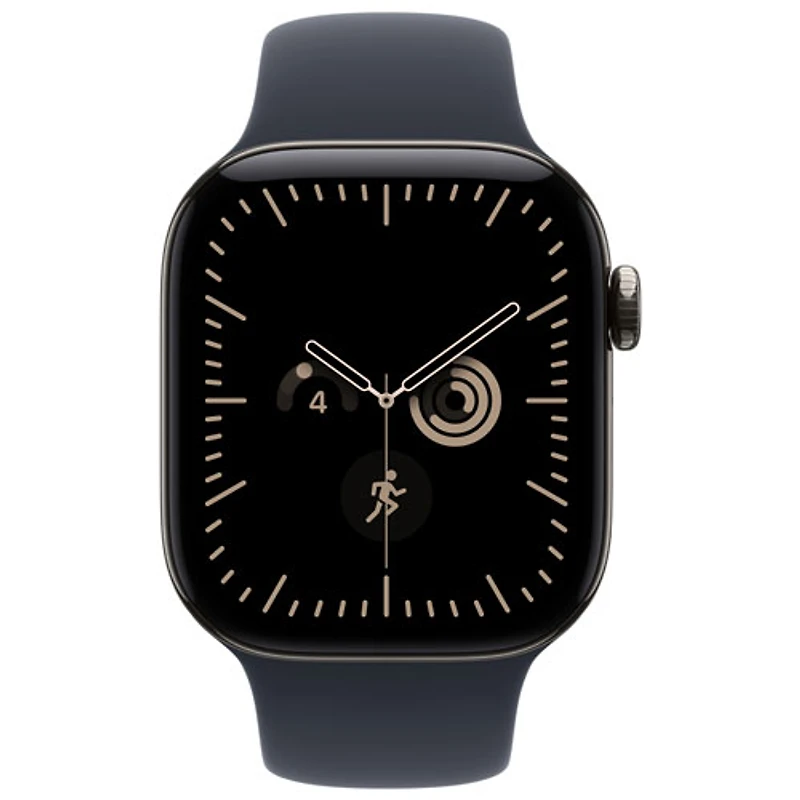 Apple Watch Series 12 (GPS + Cellular) 42mm Natural Titanium Case with Navy Blue Sport Band - Medium/Large