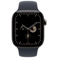 Apple Watch Series 12 (GPS + Cellular) 42mm Natural Titanium Case with Navy Blue Sport Band - Medium/Large