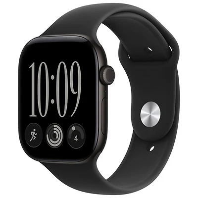 Apple Watch Series 12 (GPS + Cellular) 46mm Black Aluminum Case with Black Sport Band - Medium/Large