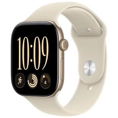 Apple Watch Series 12 (GPS + Cellular) 46mm Light Gold Aluminum Case with Sand Sport Band - Small/Medium