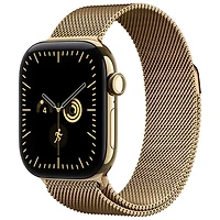 Apple Watch Series 12 (GPS + Cellular) 42mm Radiant Gold Titanium Case with Radiant Gold Milanese Loop