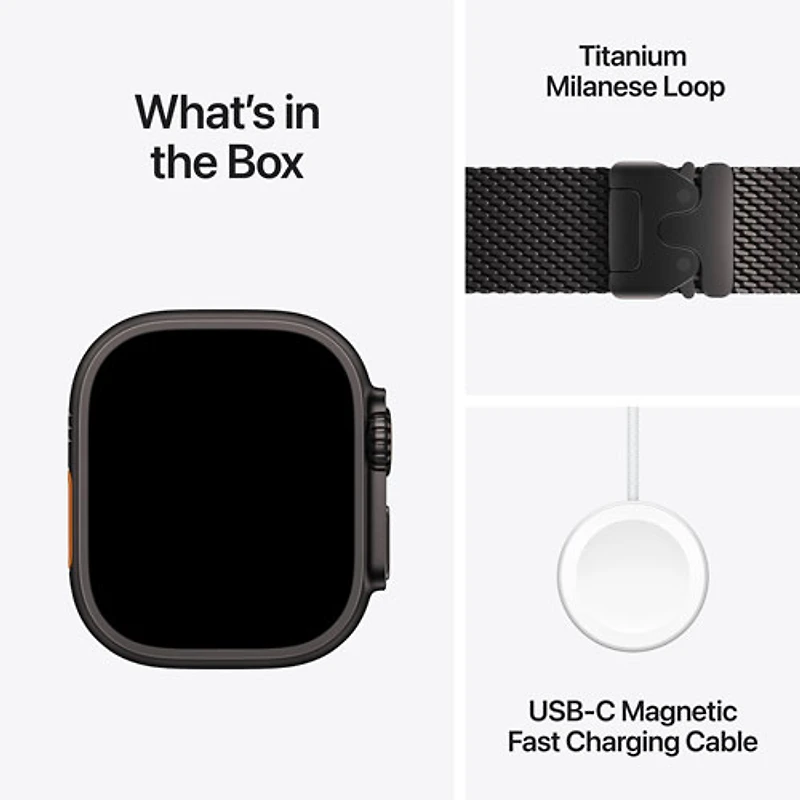 Apple Watch Ultra 4 (GPS + Cellular) 49mm Black Titanium Case with Black Milanese Loop