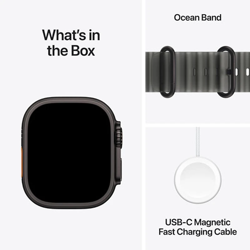 Apple Watch Ultra 4 (GPS + Cellular) 49mm Black Titanium Case with Translucent Black Ocean Band