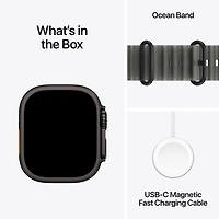 Apple Watch Ultra 4 (GPS + Cellular) 49mm Black Titanium Case with Translucent Black Ocean Band