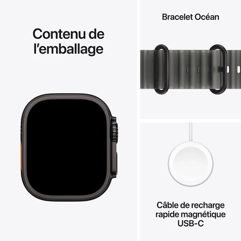 Apple Watch Ultra 4 (GPS + Cellular) 49mm Black Titanium Case with Translucent Black Ocean Band