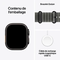 Apple Watch Ultra 4 (GPS + Cellular) 49mm Black Titanium Case with Translucent Black Ocean Band