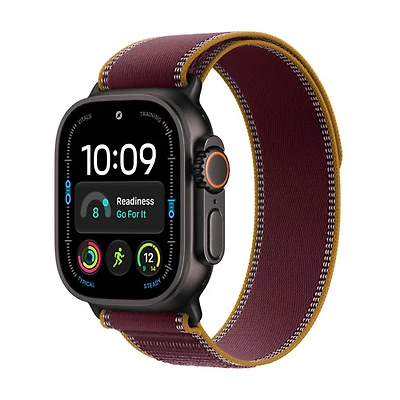 Apple Watch Ultra 4 (GPS + Cellular) 49mm Black Titanium Case with Burgundy Trail Loop